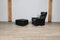 Model 620 Swivel Lounge Chair with Ottoman in Black Leather by Dieter Rams for Vitsoe, 1982, Set of 2 1
