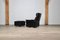 Fauteuil Pivotant Modèle 620 avec Ottomane en Cuir Noir par Dieter Rams pour Vitsoe, 1982, Set de 2 4