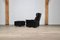 Model 620 Swivel Lounge Chair with Ottoman in Black Leather by Dieter Rams for Vitsoe, 1982, Set of 2 4