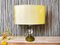 Mid-Century Portuguese Brass Table Lamp with Oval Cream Silk Lampshade, 1960s, Image 7