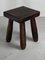 Brutalist Oak Chunky Stool, Netherlands, 1950s 4