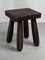 Brutalist Oak Chunky Stool, Netherlands, 1950s 3