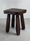 Brutalist Oak Chunky Stool, Netherlands, 1950s 1