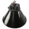 Lámpara colgante industrial alemana vintage de hierro fundido, esmalte negro y vidrio escarchado de Siemens, Imagen 3