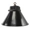Vintage German Industrial Cast Iron, Black Enamel and Frosted Glass Pendant Light from Siemens 1