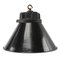 Vintage German Industrial Cast Iron, Black Enamel and Frosted Glass Pendant Light from Siemens, Image 1