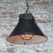 Vintage German Industrial Cast Iron, Black Enamel and Frosted Glass Pendant Light from Siemens 5