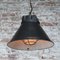 Vintage German Industrial Cast Iron, Black Enamel and Frosted Glass Pendant Light from Siemens, Image 5