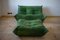 Pouf et Canapé 2 Places Dubai Togo en Cuir Vert par Michel Ducaroy pour Ligne Roset, Set de 2 2