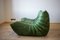 Dubai Togo Pouf and 2-Seater Sofa in Green Leather by Michel Ducaroy for Ligne Roset, Set of 2, Image 7