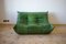 Dubai Togo Pouf and 2-Seater Sofa in Green Leather by Michel Ducaroy for Ligne Roset, Set of 2, Image 8