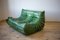 Dubai Togo Pouf & 2-Sitzer Sofa aus Grünem Leder von Michel Ducaroy für Ligne Roset, 2er Set 6