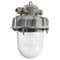 Lámpara colgante industrial vintage de aluminio fundido en gris y vidrio transparente, Imagen 1