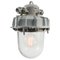 Lampe à Suspension Industrielle Vintage en Fonte d'Aluminium Grise et Verre Clair 4