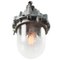 Lampe à Suspension Industrielle Vintage en Fonte d'Aluminium Grise et Verre Clair 2