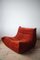 Togo Lounge Chair and Pouf in Amber Corduroy by Michel Ducaroy for Ligne Roset, 1973, Set of 2, Image 7