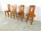 Vintage Brutalist Dining Chairs in Wood, 1970s, Set of 4 6