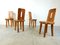 Vintage Brutalist Dining Chairs in Wood, 1970s, Set of 4 2