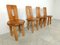 Vintage Brutalist Dining Chairs in Wood, 1970s, Set of 4, Image 4