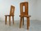Vintage Brutalist Dining Chairs in Wood, 1970s, Set of 4 7