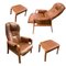 Vintage Leather Club Sofa with Ottoman, Set of 4, Image 1