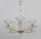 Italian Art Deco Murano Glass and Brass Chandelier attributed to Ercole Barovier, 1930s 1