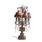 Lámpara de mesa francesa antigua de madera y cristales con seis luces, Imagen 4