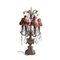 Lámpara de mesa francesa antigua de madera y cristales con seis luces, Imagen 2