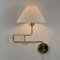 Lampada da parete articolata in ottone, anni '50, Immagine 3