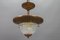 Art Deco French Copper and Frosted Glass Pendant Light, 1930s 12