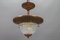 Art Deco French Copper and Frosted Glass Pendant Light, 1930s, Image 12