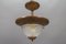 Art Deco French Copper and Frosted Glass Pendant Light, 1930s 2