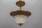 Art Deco French Copper and Frosted Glass Pendant Light, 1930s, Image 2