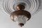 Art Deco French Copper and Frosted Glass Pendant Light, 1930s, Image 7