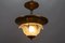 Art Deco French Copper and Frosted Glass Pendant Light, 1930s, Image 11