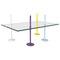 Italian Modern Rectangular Coffe Table in Glass and Colored Metal Rods, 1980s 1