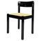 Moderner Italienischer Stuhl aus Stroh & Schwarzem Holz, 1970er 1