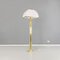 Modern Italian Ground Lamp in Brass, Metal and White White Fabric, 1980s 3