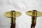 English Oak Barley Twist Candlesticks with Hammered Brass Cups, Set of 2 6