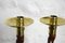 English Oak Barley Twist Candlesticks with Hammered Brass Cups, Set of 2, Image 6