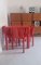 Roter Stadiontisch & Selene Stühle von Vico Magistretti für Artemide, Italien, 1970er, 5er Set 18