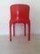 Mesa Stadium y sillas Selene en rojo de Vico Magistretti para Artemide, Italia, años 70. Juego de 5, Imagen 21