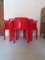Red Stadium Table and Selene Chairs by Vico Magistretti for Artemide, Italy, 1970s, Set of 5 2