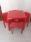 Red Stadium Table and Selene Chairs by Vico Magistretti for Artemide, Italy, 1970s, Set of 5 3