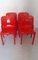 Mesa Stadium y sillas Selene en rojo de Vico Magistretti para Artemide, Italia, años 70. Juego de 5, Imagen 1
