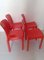 Mesa Stadium y sillas Selene en rojo de Vico Magistretti para Artemide, Italia, años 70. Juego de 5, Imagen 14
