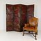 Antique Chinoiserie Leather Screen, 1890s, Image 2