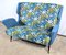2-Seater Sofa in Azure Blue Fabric, 1940s 3