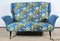 2-Seater Sofa in Azure Blue Fabric, 1940s 4