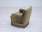 Danish Armchair in Olive Green Velour, 1970s 3